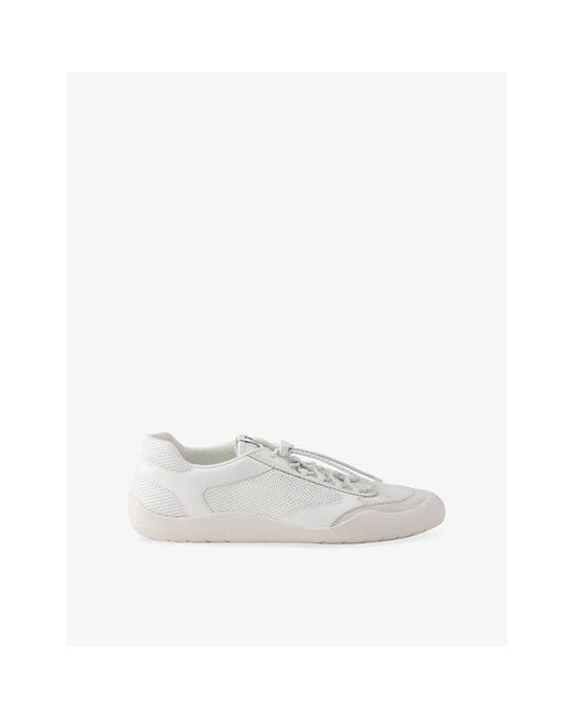 Prada White Speedrock Leather And Mesh Trainers for men