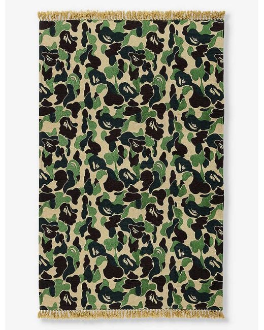 A Bathing Ape Green Ape Head Camouflage Woven Rug 194cm X 138cm for men