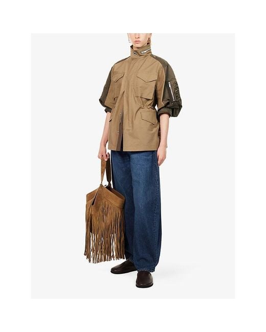 Sacai Blue Barrel-Leg High-Rise Denim Jeans