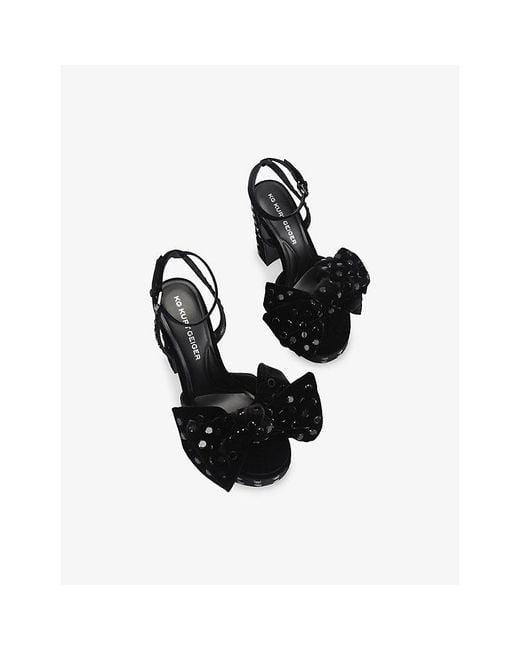 KG by Kurt Geiger Black Style Stud Faux-Leather Heeled Sandals