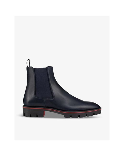 Christian Louboutin Blue Alpinosol Leather Chelsea Boots for men