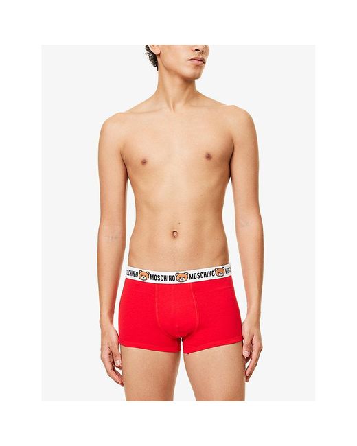 Moschino Red Underbear Pack Of Two Stretch-Cotton Trunks for men