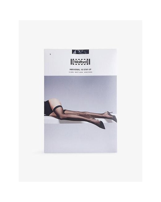 Wolford White Individual 10 Stay-Up Stretch-Woventights