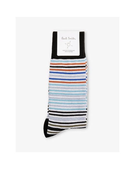Paul Smith Blue Gavin Stripe-pattern Cotton-blend Socks for men
