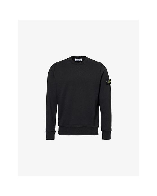 Stone Island Black Crewneck Brand-Badge Cotton-Jersey Sweatshirt for men