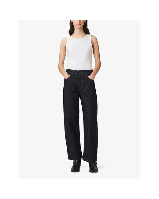 AllSaints Blue Sadie Barrel-Leg Mid-Rise Stretch-Denim Jeans