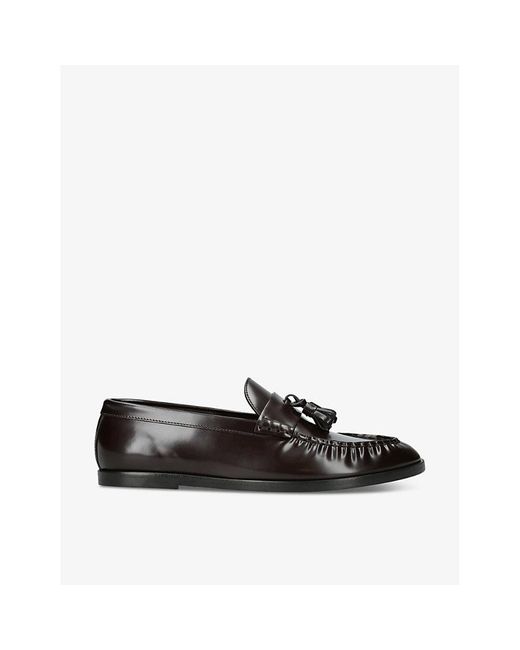 The Row Black Tassel-Embellished Leather Loafers