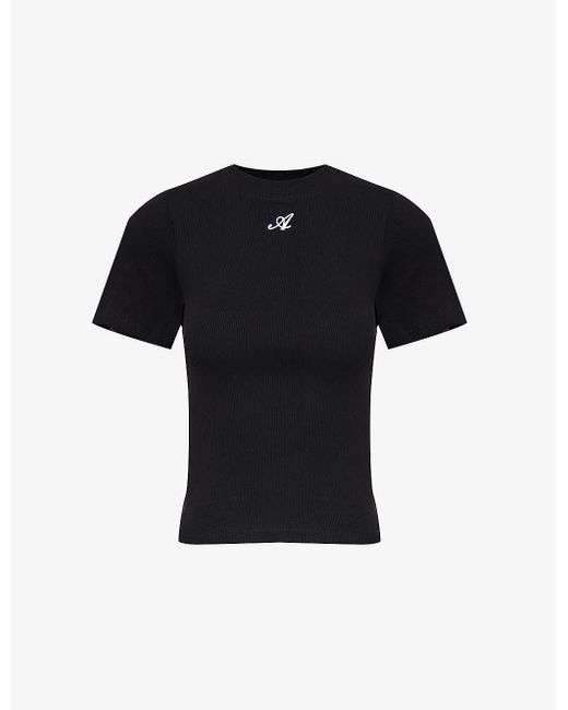 Axel Arigato Black Script Logo-embroidered Stretch-cotton Jersey T-shirt