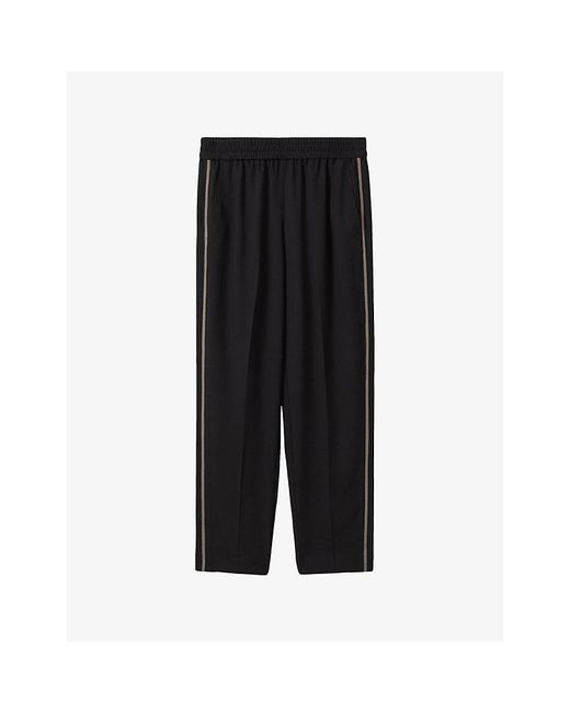 Reiss Black Remi Tapered-leg High-rise Woven Trousers