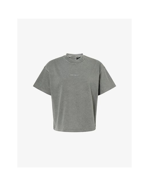 Carhartt Gray Benton Logo-Embroidered Cotton T-Shirt