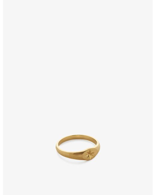 Monica Vinader Metallic Guiding Star 18ct Yellow Gold-plated Vermeil Recycled Sterling Silver Signet Ring