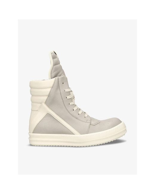 Rick Owens Natural Geobasket Leather High-top Trainers