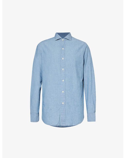 Polo Ralph Lauren Blue Logo-embroidered Slim-fit Cotton-poplin Shirt X for men