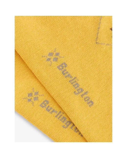 Burlington Yellow Dachshund-Print Cotton-Blend Knitted Socks for men