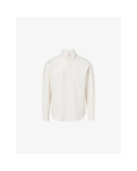 Sunspel White Regular-Fit Button-Up Cotton-Blend Shirt for men