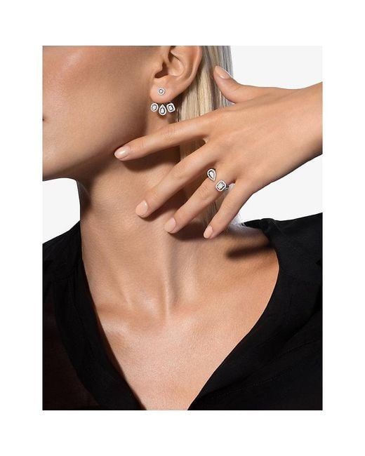 Messika White My Twin Trio Asymetric 18Ct- And 0.59Ct Diamond Earrings