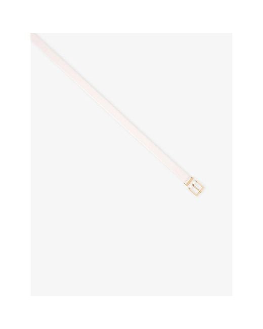 Sandro White Smooth Buckle-Embellished Leather Belt