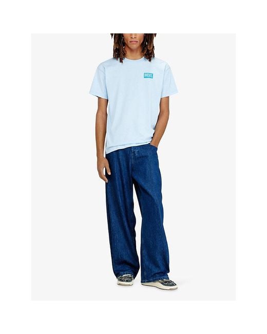 DIESEL Blue T-Norm-V13 Branded-Print Cotton-Jersey T-Shirt for men