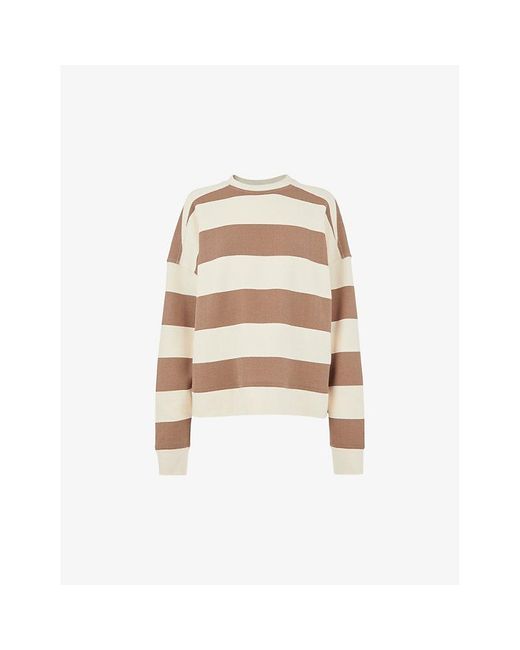 Whistles Natural Stripe-pattern Relaxed-fit Cotton Sweatshirt