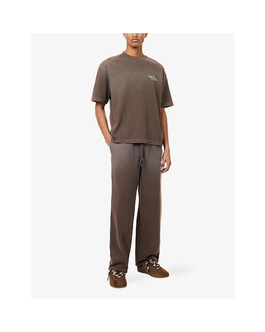 The Couture Club Brown Spray-Wash Logo-Print Cotton Jogging Bottoms for men