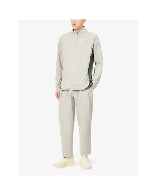 Manors Natural Quarter-Zip Mid-Layer Stretch-Jersey Top for men