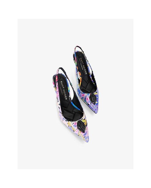 Kurt Geiger White Belgravia High Slingback Woven Heeled Courts