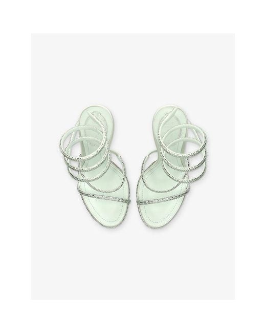 Rene Caovilla White Cleo 105 Satin Heeled Sandals