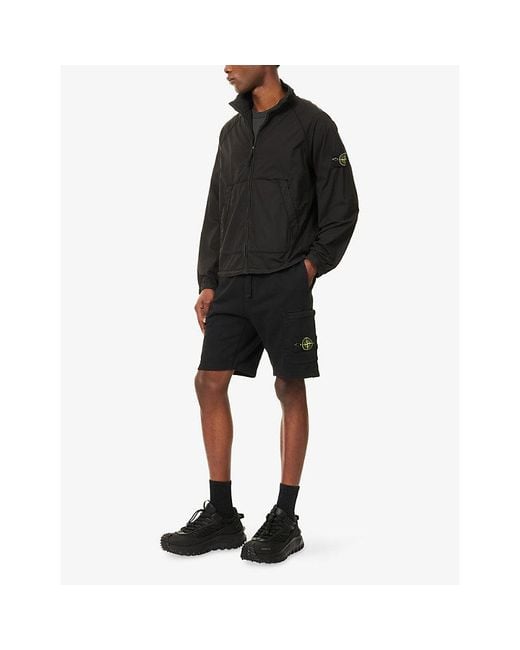 Stone Island Black Compass Badge Fleece Cotton-Jersey Sweat Shorts for men