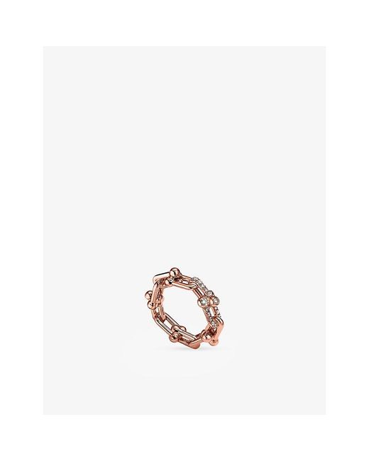 Tiffany & Co Metallic Tiffany Hardwear Small Link 18Ct Rose- And 0.26Ct Diamond Ring