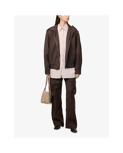 Frankie Shop Brown Kelly Woven Cargo Trousers