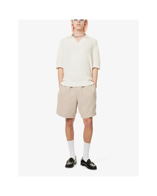 Obey Natural Easy Relaxed Brand-patch Linen-blend Shorts X for men