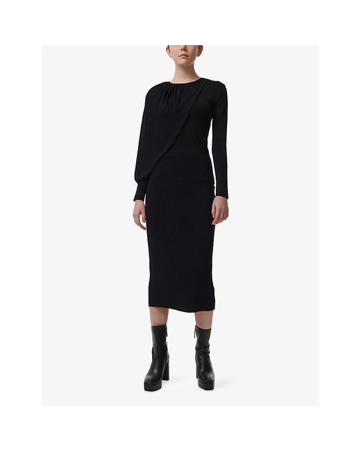 eem Black Scarf Detail Knitted Top