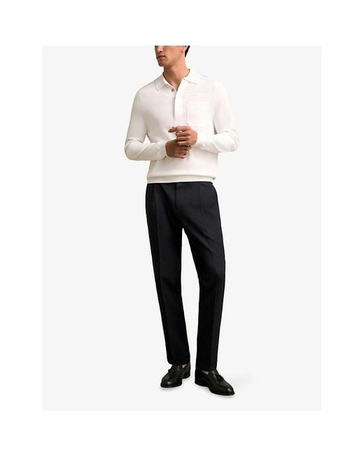 Reiss Black Complex Side-Adjuster Tapered-Leg Woven Trousers for men