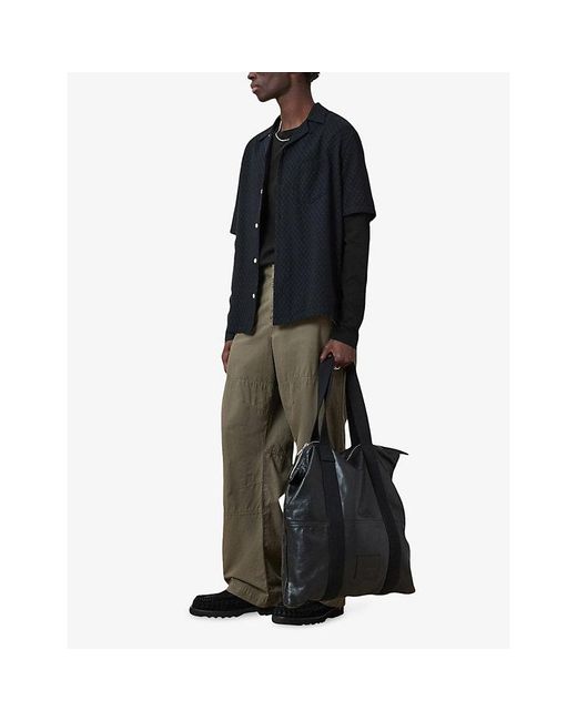 AllSaints Black Brace Embroidered-Appliqué Cotton T-Shirt for men