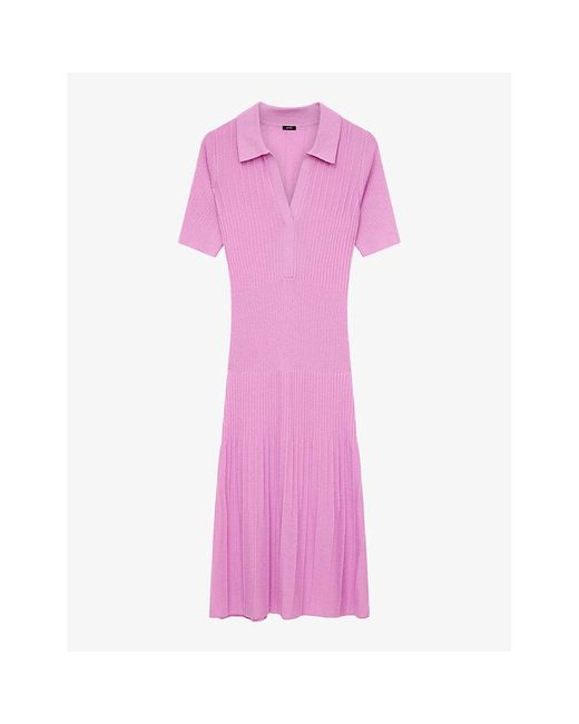Joseph Pink Ribbed Merino-wool Knitted Polo Dress