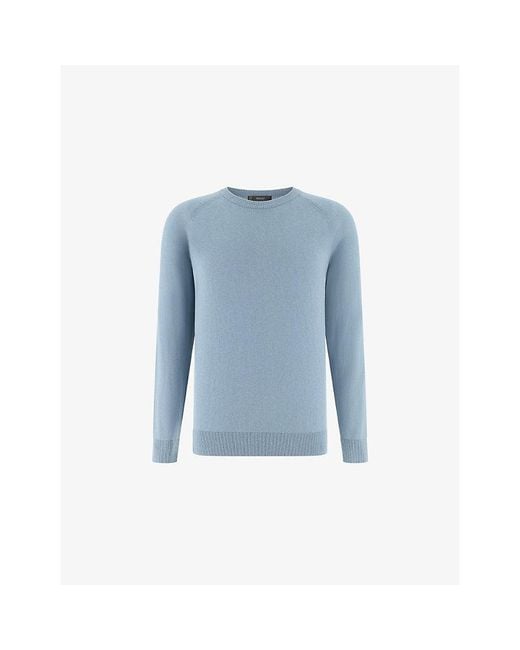 Boggi Blue Crewneck Cotton, Silk And Cashmere Jumper for men