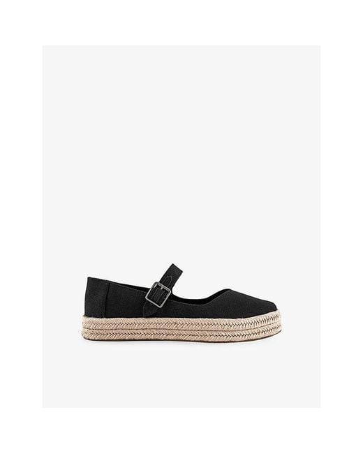 TOMS Black Carolina Canvas Mary-Jane Espadrilles