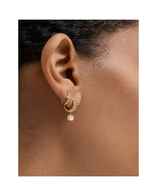 Astley Clarke Metallic Aurora Ridge 18Ct- Plated Sterling- And Mother Of Pearl Drop Huggie Earrings