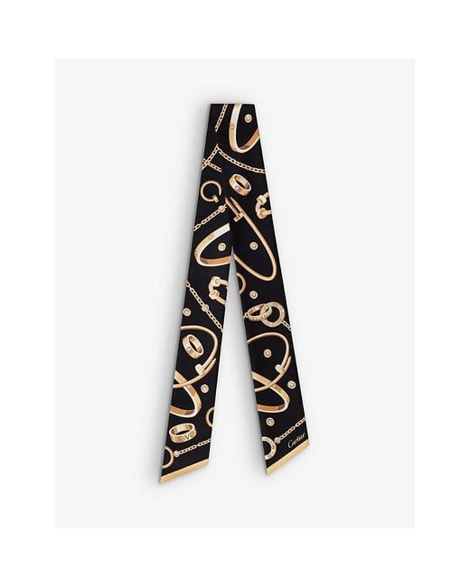 Cartier Black Precious Mundanity Graphic-Print Silk-Twill Headband