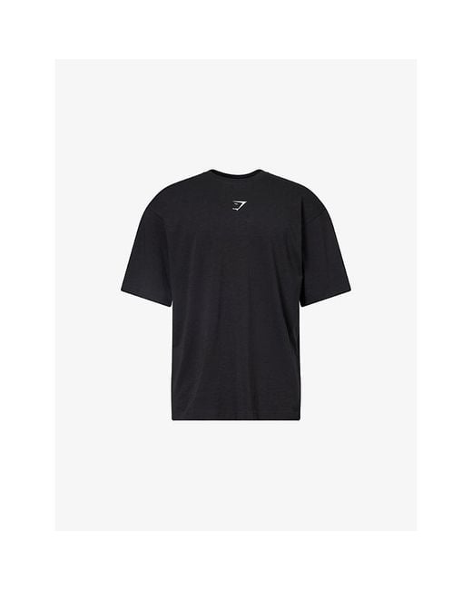 GYMSHARK Black Power Brand-Print Cotton-Jersey T-Shirt for men