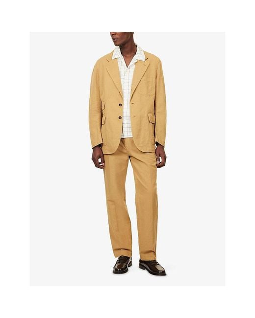 Drake's Metallic Clean Games Single-Breasted Cotton And Linen Blazer for men