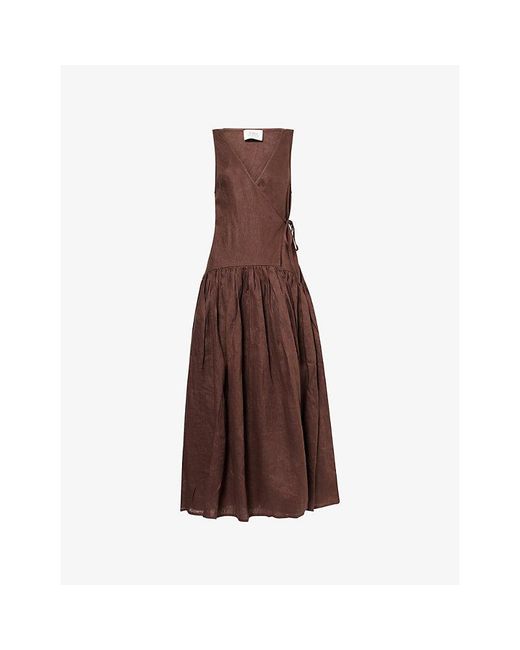 high quality linen dresses Long sleeves spring linen dress with pockets 2860 – Xiaolizi