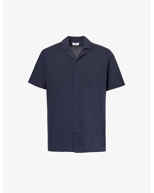 Sunspel Blue Spread-collar Regular-fit Cotton Shirt X for men