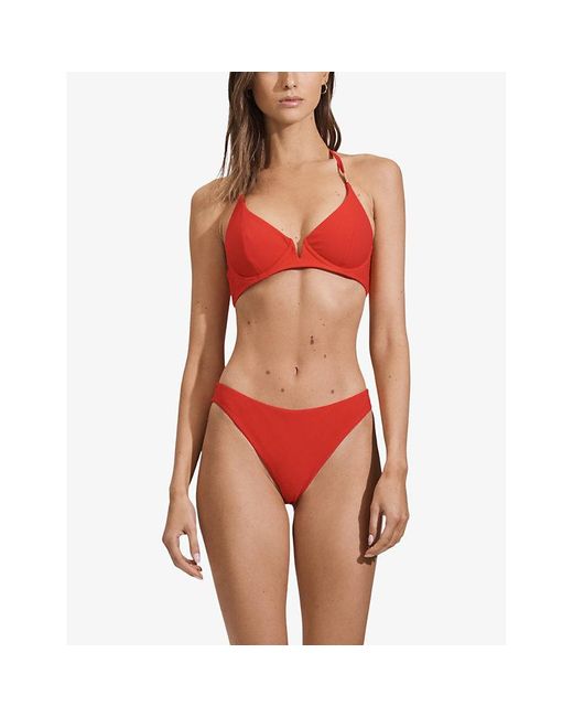 Reiss Red Aubrey Halterneck Stretch-nylon Bikini Top