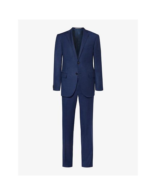 Corneliani Blue Birdeye Notched-lapel Regular-fit Wool Suit for men