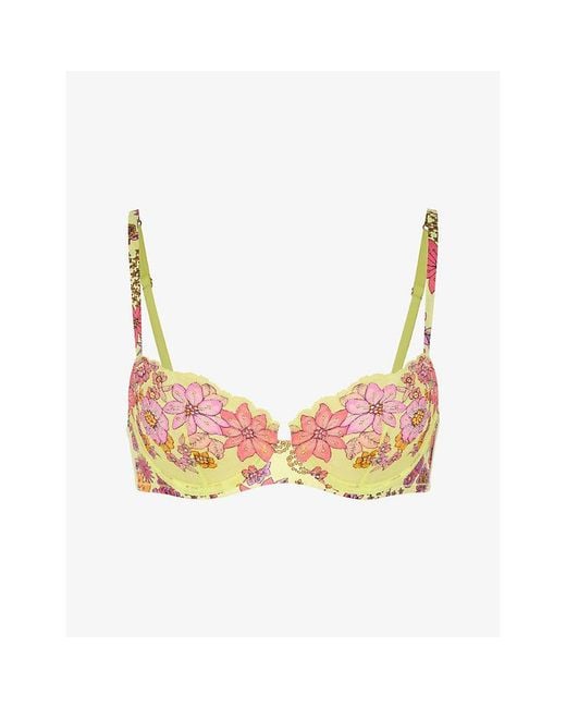 Savage x Fenty Pink Mod Poppy Unlined Lace Balconette Bra