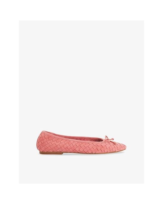 Dune Pink Heat Woven Leather Ballet Flats