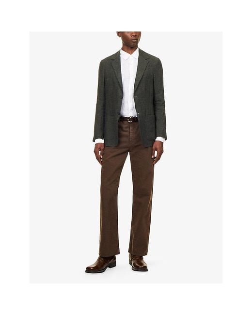 Sunspel Black Single-Breasted Linen Blazer for men