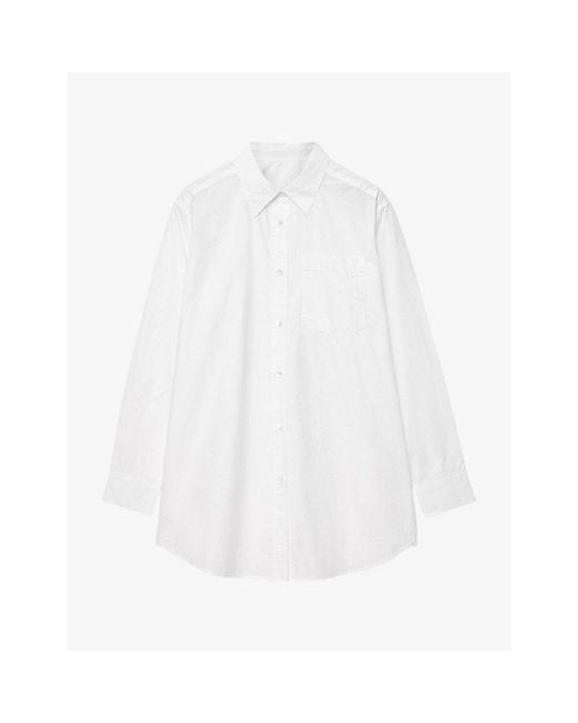 AllSaints White Kaia Relaxed-Fit Cotton-Poplin Shirt