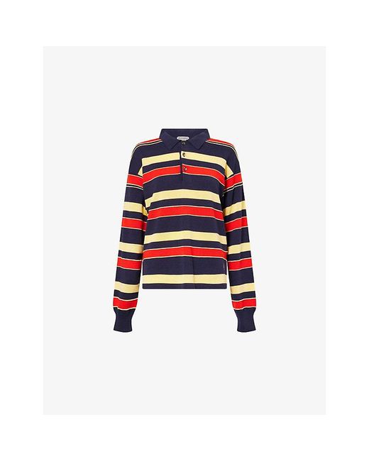 J.W. Anderson Red Striped Rugby-Collar Knitted Polo Top